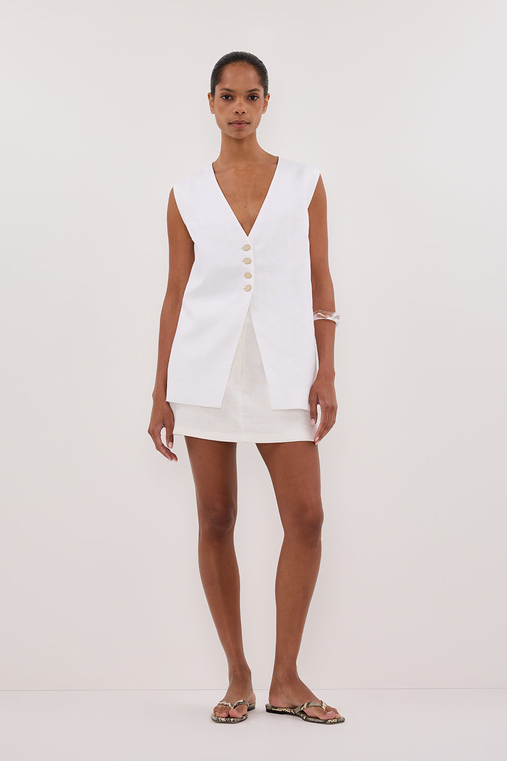 Eva Off White Linen Skort