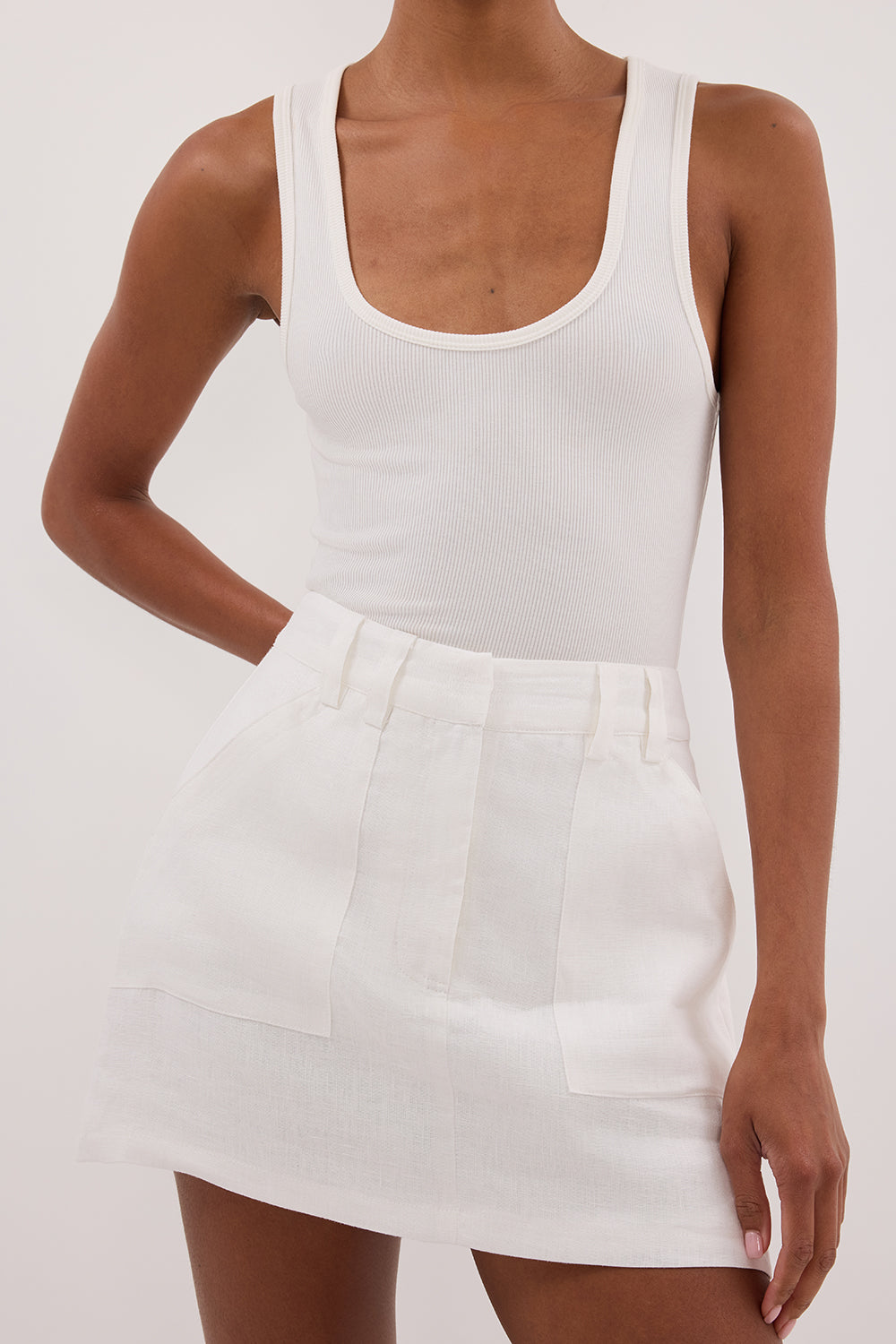 Eva Off White Linen Skort