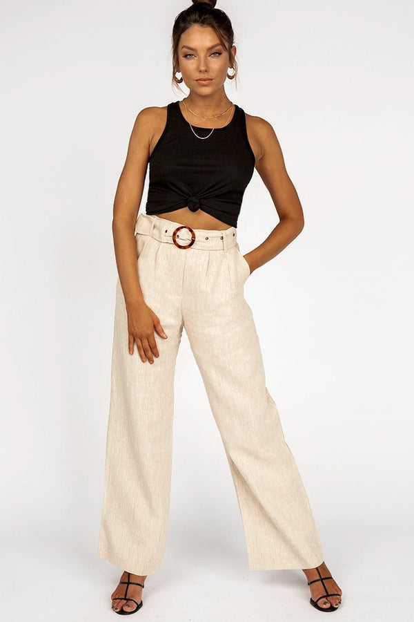 TIE ME DOWN LINEN PANT Clothing DISSH EXCLUSIVE NATURAL 10 