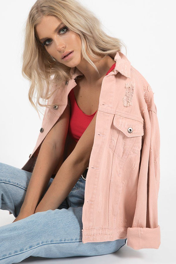 SAVE THE QUEEN DENIM JACKET Clothing DISSH Boutiques 8 PINK 